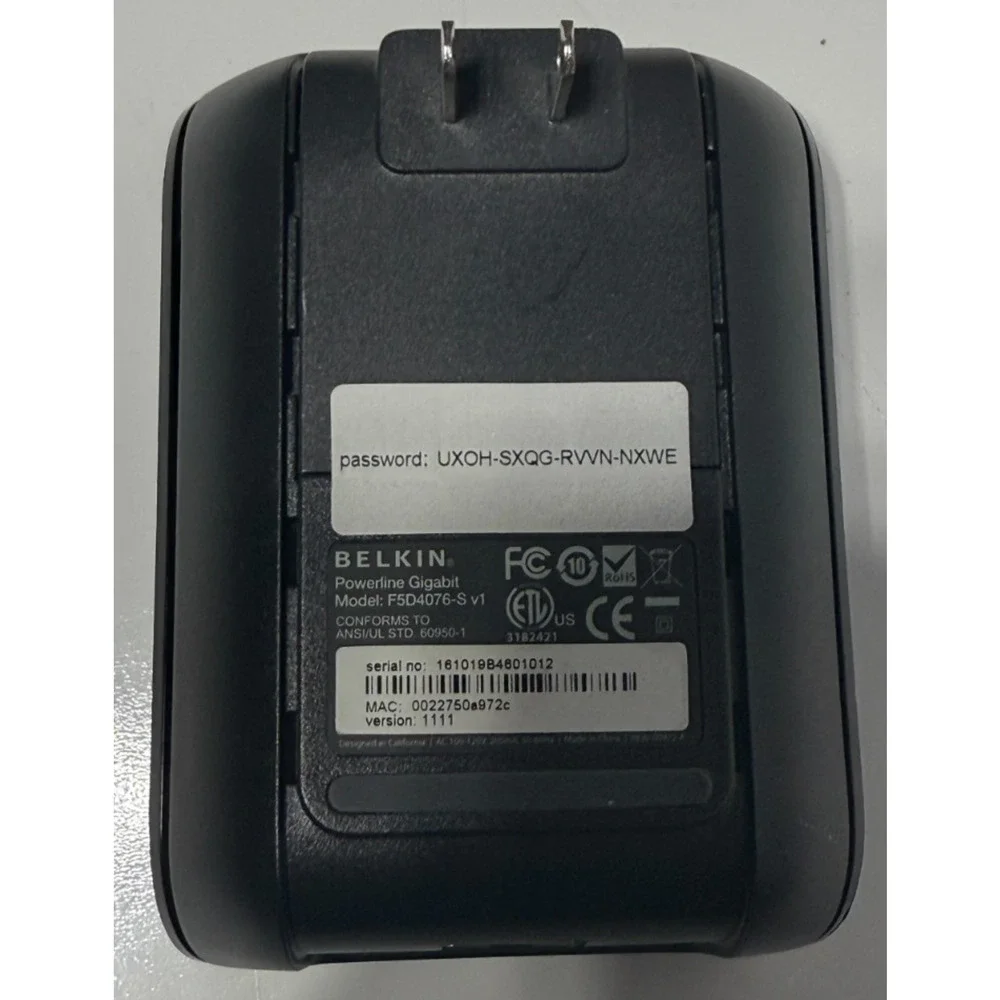 Belkin Powerline Gigabit Network Adapter‎ (Model F9G1109v1)